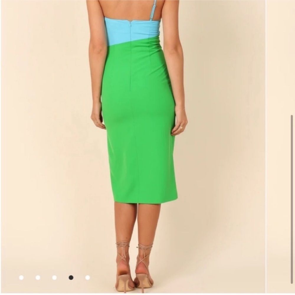 Petal & Pup Blue and Green One Shoulder Dress - Picture 2 of 7